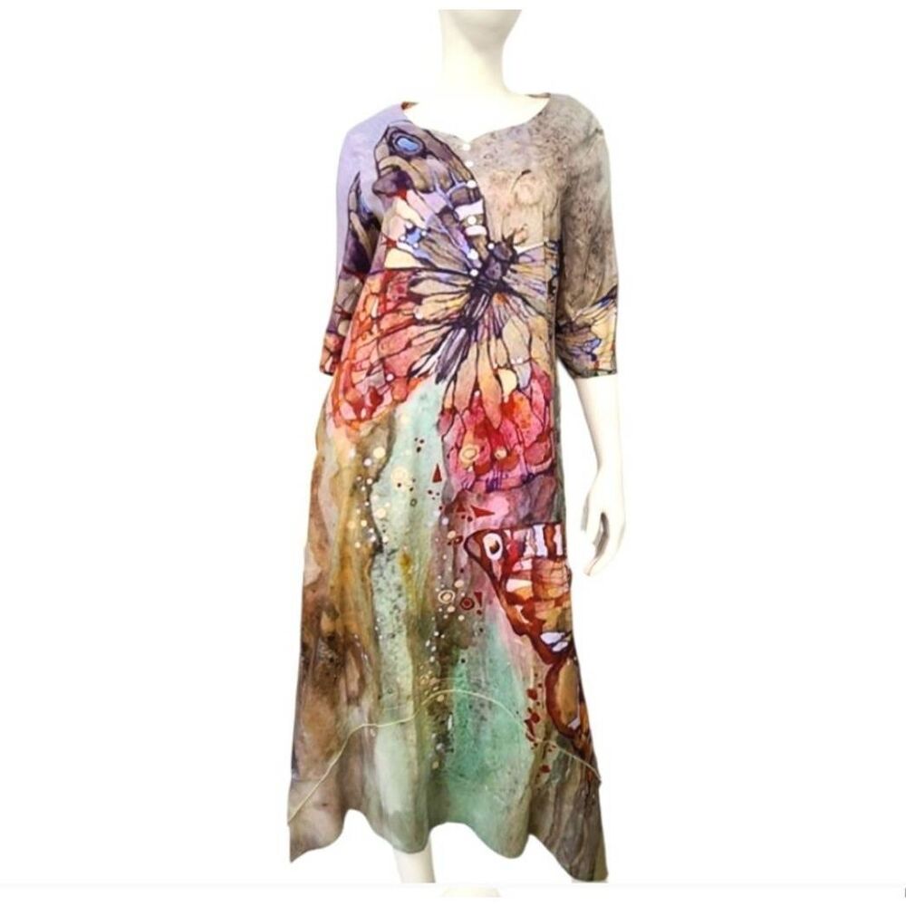 JustFashionNow NEW TAGS Butterfly Print Maxi Dress Medium
